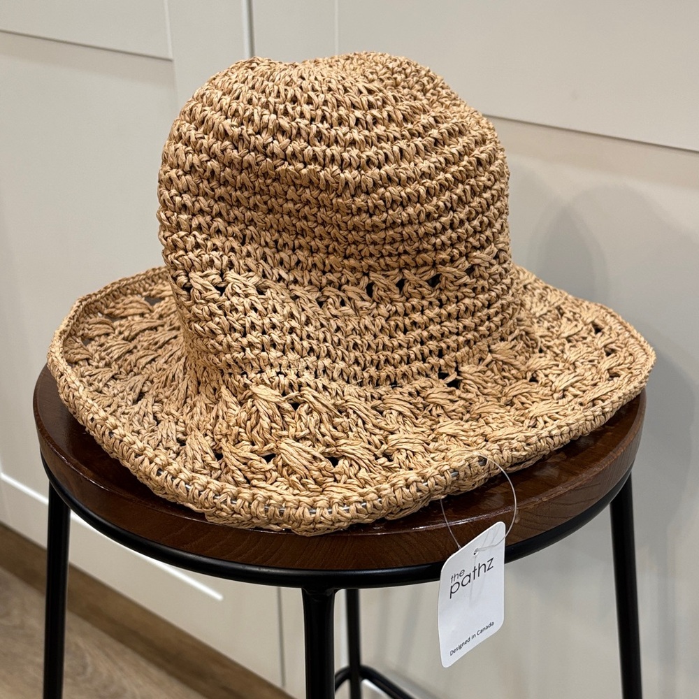 Stylish Tan Crochet Straw Hat